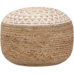 Pouf fait à la main | Pouf de Salon Tabouret Bas Blanc 45x30 cm Jute 17373 - Blanc