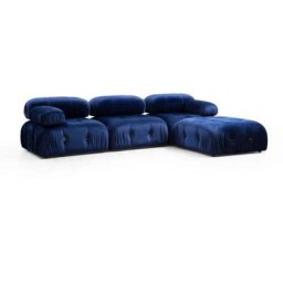 Canapé d'angle modulable et transformable Nourhane Velours Bleu foncé - Bleu foncé