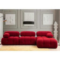 Canapé d'angle modulable et transformable Nourhane Tissu Rouge - Rouge