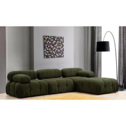 Canapé d'angle modulable et transformable Nourhane Tissu Vert - Vert