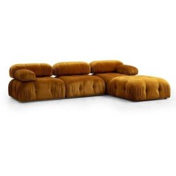 Canapé d'angle modulable et transformable Nourhane Velours Ocre - Ocre