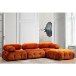Canapé d'angle modulable et transformable Nourhane Velours Orange - Orange