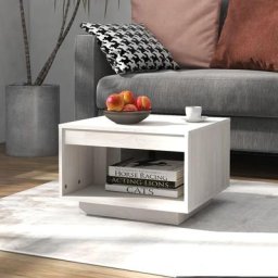 Table salon Moderne - Table basse Blanc 50x50x33,5 cm Bois de pin massif FR83160