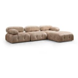 Canapé d'angle modulable et transformable Nourhane Velours Beige - Beige