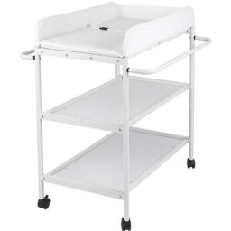 Table à langer pour bébé avec roulettes avec 2 étagères de rangement - Blanc 84*72*90cm
