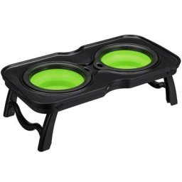 Chien chat pliable bol pour animaux de compagnie nourriture eau extérieur bols portables s vert +