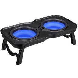 Chien chat pliable bol pour animaux de compagnie nourriture eau extérieur bols portables s bleu +