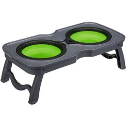 Chien chat pliable bol pour animaux de compagnie nourriture eau extérieur bols portables L vert +