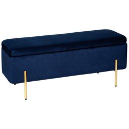 Banc coffre ""Art"" velours bleu encre Atmosphera créateur d'intérieur - Bleu encre