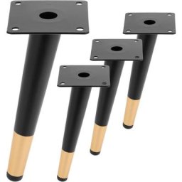 Primematik - Lot de 4 pieds de meubles de forme conique avec protection antidérapante 20cm couleur