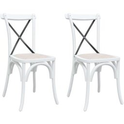 Chaises à dossier croisé lot de 2 bois de hêtre solide Vidaxl Blanc