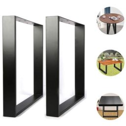 Set de 2 Pieds de table en Profil carré 6072cm Noir Revêtement en poudre Piètement Meuble Support