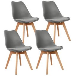 Lot de 4 Chaises Scandinave Chaise à Manger Classique, Rembourrée Chaise de Salle de Bureau, Pieds