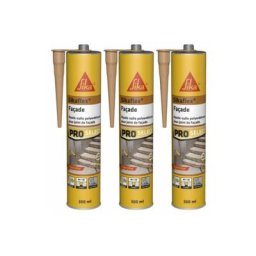 Lot de 3 mastic-colles élastiques SIKA Sikaflex Façade - Ton pierre - 300ml - Gris