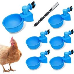 Lot de 6 tasses à eau automatiques pour poulet, mangeoire à eau pour poulet, kit avec scie cloche