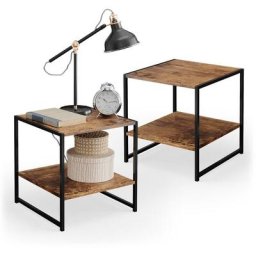 Table de nuit ""Fyrk"" Vieux bois/Noir lot de 2 Vicco