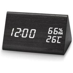 Réveil Numérique, Réveil led en Bois, Horloge de Table avec Son Activé/Fonction
