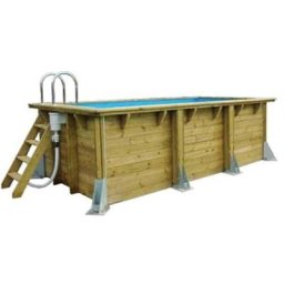 Ubbink - Piscine bois Linéa UrbanPool 4,50 x 2,50 x 1,40 m - Liner gris Bois