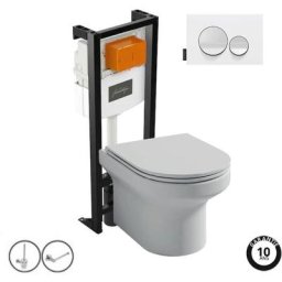 Pack wc suspendu sans bride Elite + abattant + b ti-support autoportant + Plaque de commande +