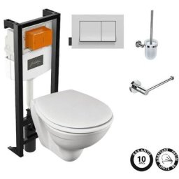 Pack wc suspenduavec b ti-support + abattant thermodur et plaque de commande blanche Jacob Delafon