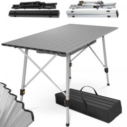 Miadomodo - Table de Camping - Pliante, Hauteur Réglable, 90 x 45-65 x 53 cm, Sac de Transport, en