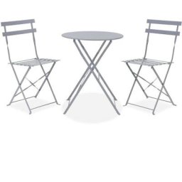 Set bistrot - ensemble repas de jardin - Table pliante + 2 chaises - Structure : acier - Coloris :