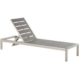 Transat de Jardin en Aluminium et Bois Composite Gris Dossier Réglable en 4 Nardo - Gris