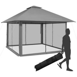 Tonnelle de Jardin Pliante 4 x 4M Pop-up avec Parois Latérales en Maille à Fermeture Éclair, Tente