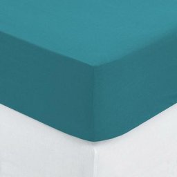 Drap Housse B30 160x200cm 2 places bleu canard Atmosphera créateur d'intérieur - Bleu canard