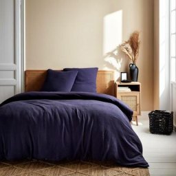 Alice's Garden - Parure de lit gaze de coton bleu marine avec taie d'oreiller 240x220 cm