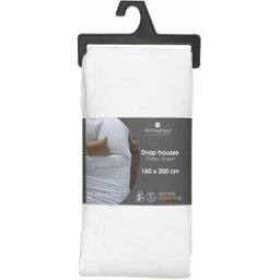 Drap Housse bonnet 30 cm 100% Coton Esther - Longueur 200 Largeur 160 Epaisseur 0.2cm - Blanc