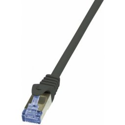 CQ3043S RJ45 Câble réseau, câble patch cat 6a s/ftp 1.50 m noir ignifuge, avec cliquet