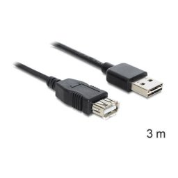 Câble usb usb 2.0 usb-a mâle, usb-a femelle 3.00 m noir connecteur utilisable des deux cotés,
