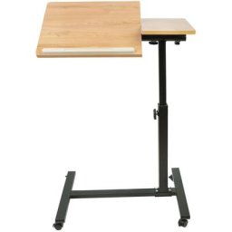 Table pour Ordinateur Portable Hauteur réglable avec roulettes et plateau rotatif à 360 degrés 60 x