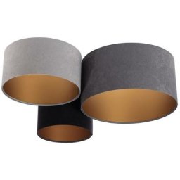 Bps Koncept - Plafonnier trio gris, gris foncé, noir, or 3 x E27 l: 91cm h: 30cm Dimmable