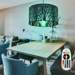 Plafonnier suspendu télécommande lampe suspendue motif d'arbre projecteur noir dimmable dans un
