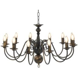 Maisonchic - Lustre Suspension | Plafonnier Noir antique 12 ampoules E14 25978 - Noir