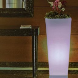 MOOVERE - Pot lumineux 50 solaire+batterie rechargeable led rgb avec télécommande 50x50x110cm