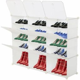 Tagère à chaussures portable à 5 niveaux, 30 paires, 15 grilles, étagère de tour, meuble de