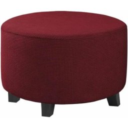 Housse Ottomane Rond Housses de Pouf Extensible Jacquard, Housse de Repose-Pieds Protecteur de