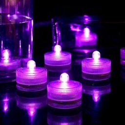 12 mini-lampes led jaunes, rondes et tanches pour la dcoration des ftes (violet)