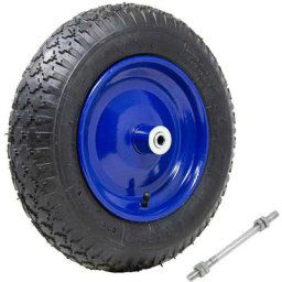 Bakaji - Roue Pneumatique pour Brouette 35 cm Caoutchouc 3.50-8 + Axe Court 170mm Inclus