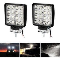 2x 48W Phare de Travail Carre a Leds Angle 60 dc 12V-24V Quad Camion Bateau Tracteur Offroad