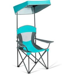 Costway - Chaise de Camping Pliante avec Pare-Soleil Réglable Porte-Gobelet Accoudoirs et Sac