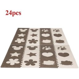 Bathrins - 24pcs Couleur Café Bébé Mignon Mousse eva Puzzle Tapis Ramper Jouet Jeux