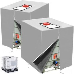 Bâche Réservoir d'eau IBC 1000 L, 2 Pièces Couverture Container Citerne Eau Pluie avec Fermeture