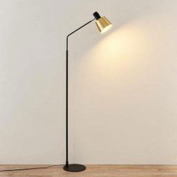 Lampadaire 'Vlada' en métal pour salon & salle à manger - laiton mat, noir mat