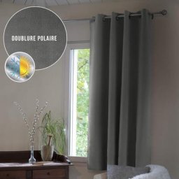 Terre De Nuit - Rideau occultant thermique à œillets anthracite 140x180 - Anthracite