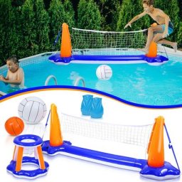 Jouets de piscine Jouets aquatiques Basket-ball Ensemble gonflable de volley-ball de piscine - bleu