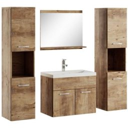 Meuble de salle de bain Montreal xl 60 cm lavabo Chêne châtaignier - Armoire de rangement Meuble